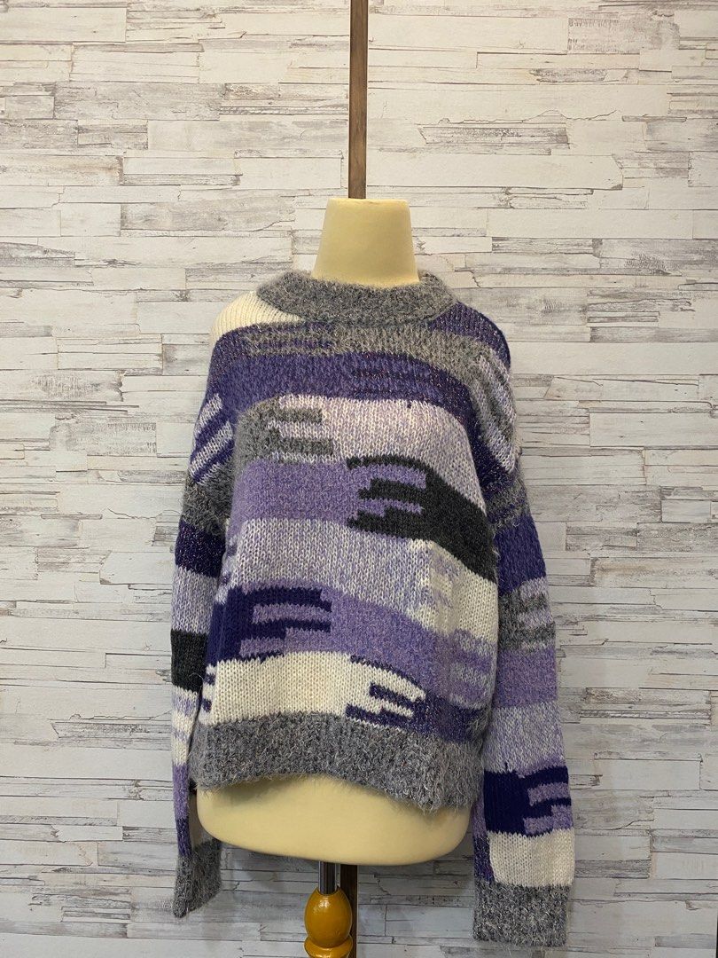 Purple and white striped clearance sweater