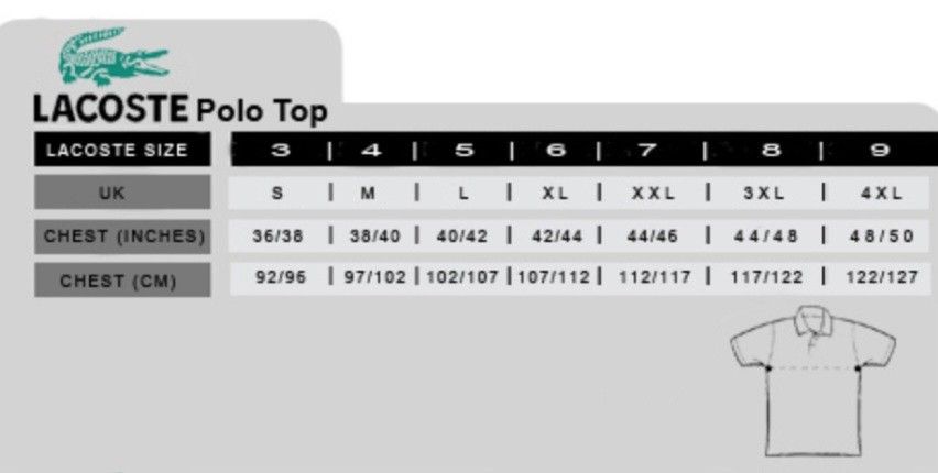 lacoste dress shirt size chart Lacoste sizes & size chart information