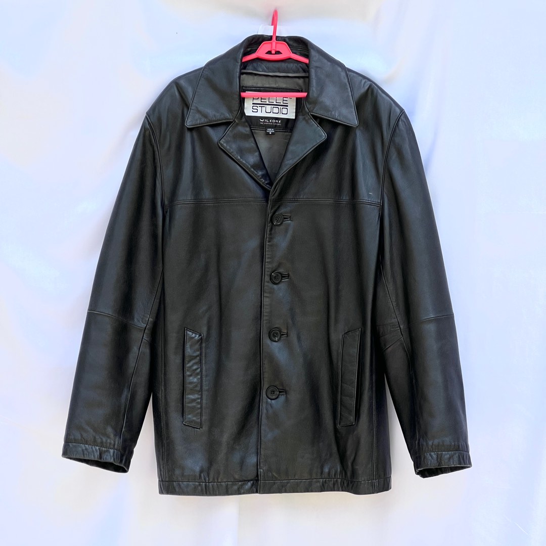 Leather Jacket Black Coat With Pocket 100 genuine Wilsons Leather