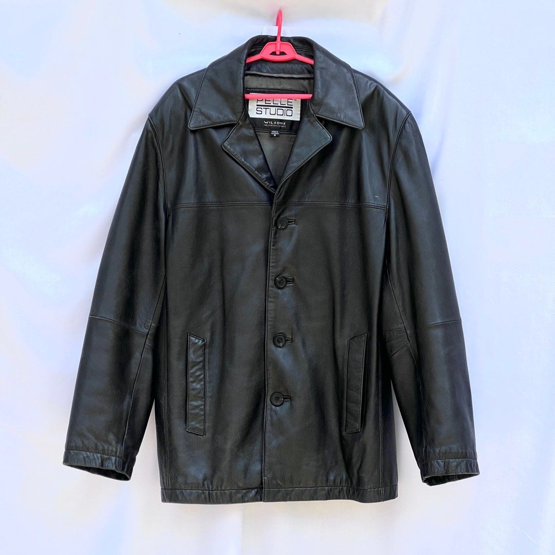Vintage Wilson s Leather Pelle Studio black bomber jacket medium