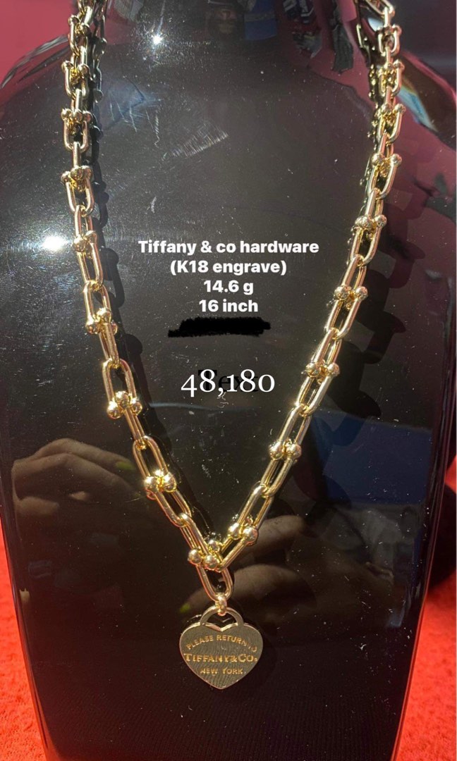 Legit 18k Saudi Gold Tiffany & Co Necklace 16 inches, Women's Fashion