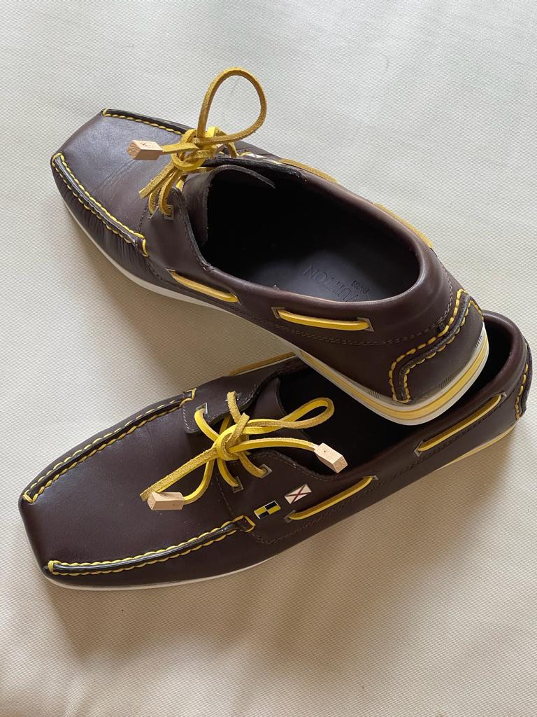 Louis Vuitton LV Cup Collection Brown Yellow Leather Men’s Loafers Shoes