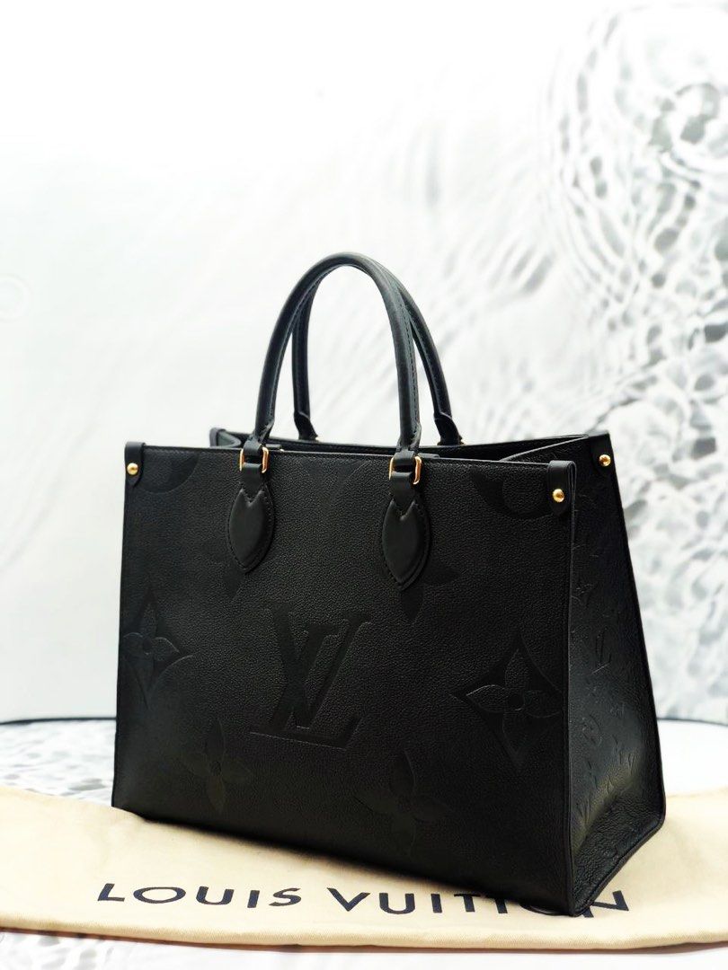 Louis Vuitton On The Go MM Black Leather Gold Hardware Ladies Tote