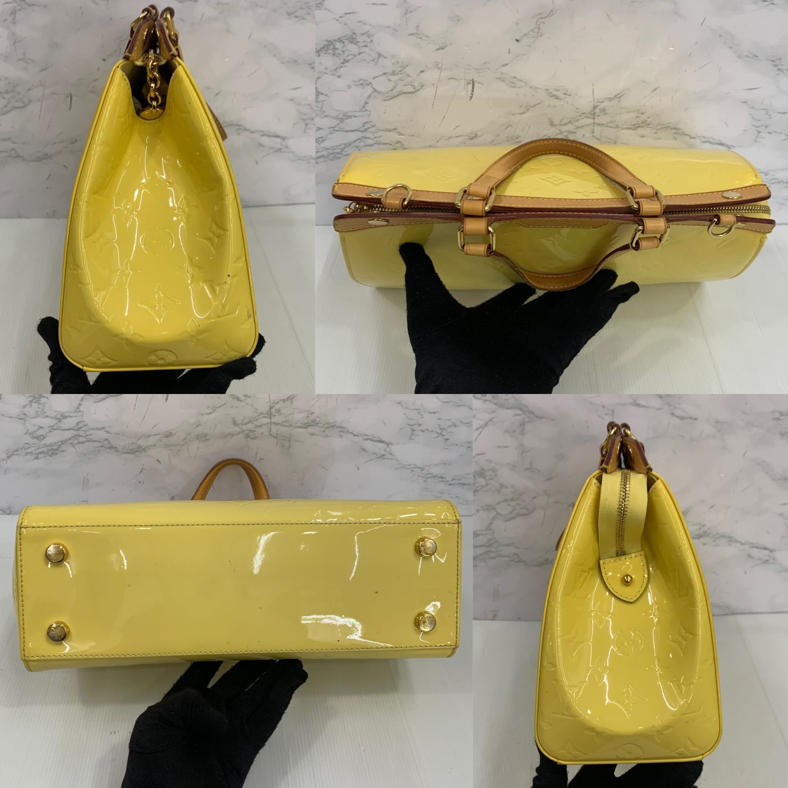 Brea mm Yellow Vernis Leather Shoulder Bag (Authentic Pre-Owned)