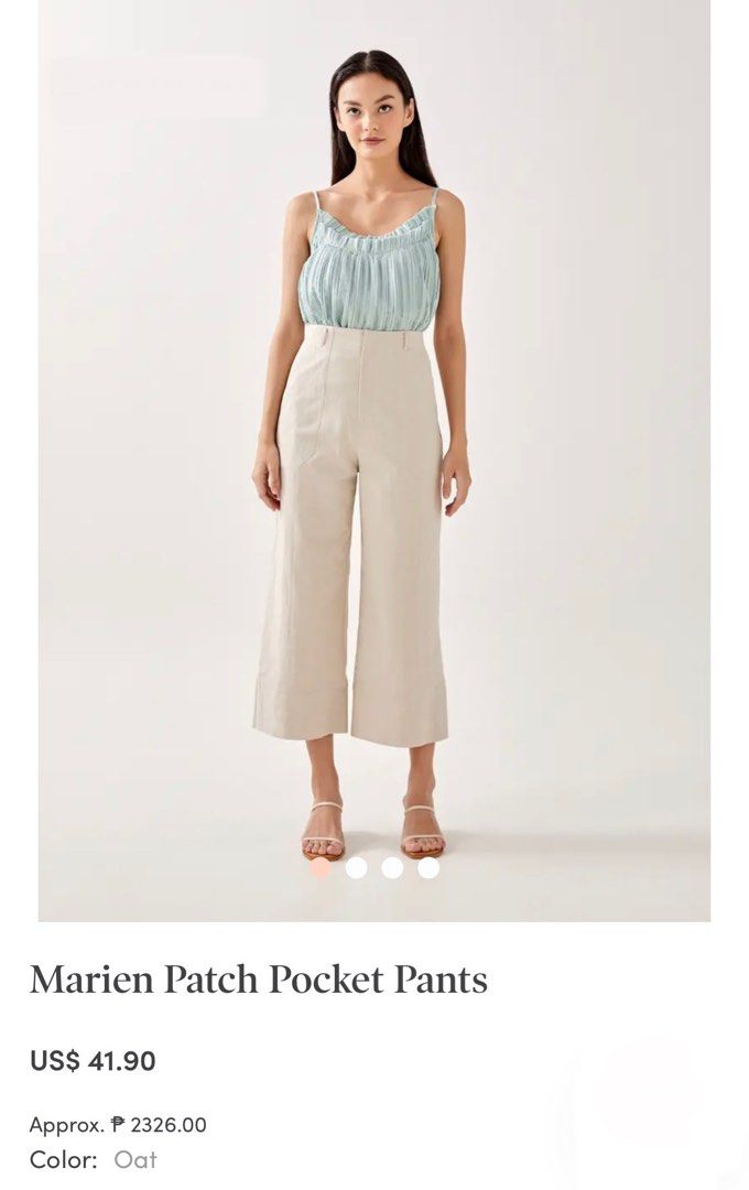 Love Bonito Marien Patch Pocket Pants in Oat (Category: Other Bottoms) located in Quezon City. Submitted by lvma_ (Listing ID 1257143124, Image 2). Description: Used once only for a few hours Pristine condition, looks brand new Soft material, with lining SRP ₱ 2326 on site RFS: not my size.