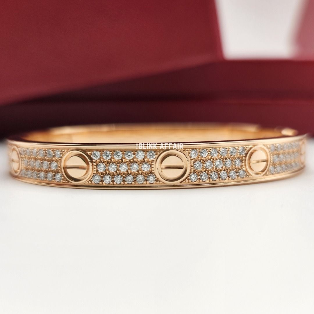 LOVE Classic Full Pave Bracelet 18K Rose Gold Women s Fashion