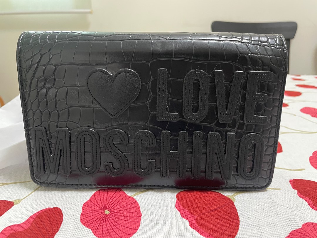 LOVE MOSCHINO Croc-effect faux leather bag, Luxury, Bags & Wallets