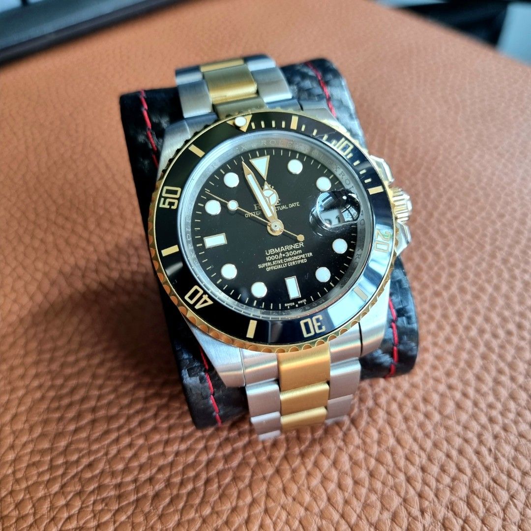 Luxury men sport half gold watch bracelet submariner rolex style
