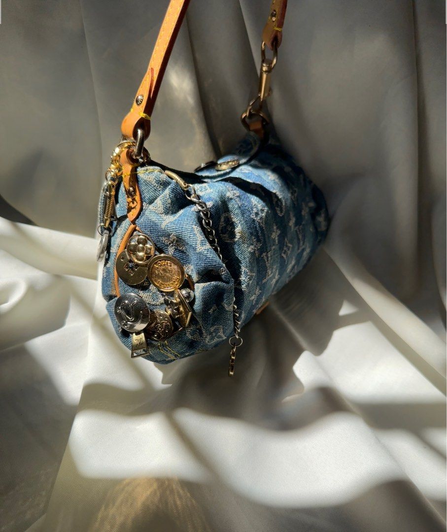 Louis Vuitton, Bags, Louis Vuitton Blue Monogram Raye Denim Judy Blame  Mini Gold And Silver Hardware