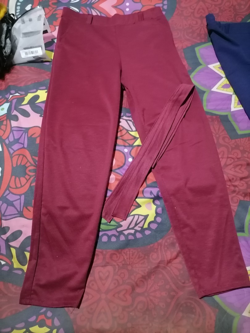 Maroon Candy Pants with belt, Women's Fashion, Bottoms, Other Bottoms ...