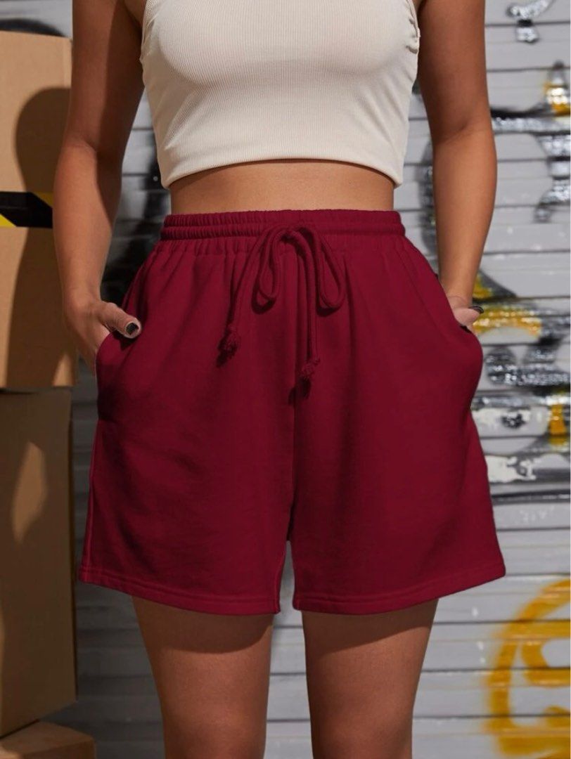 Maroon sweat outlet shorts