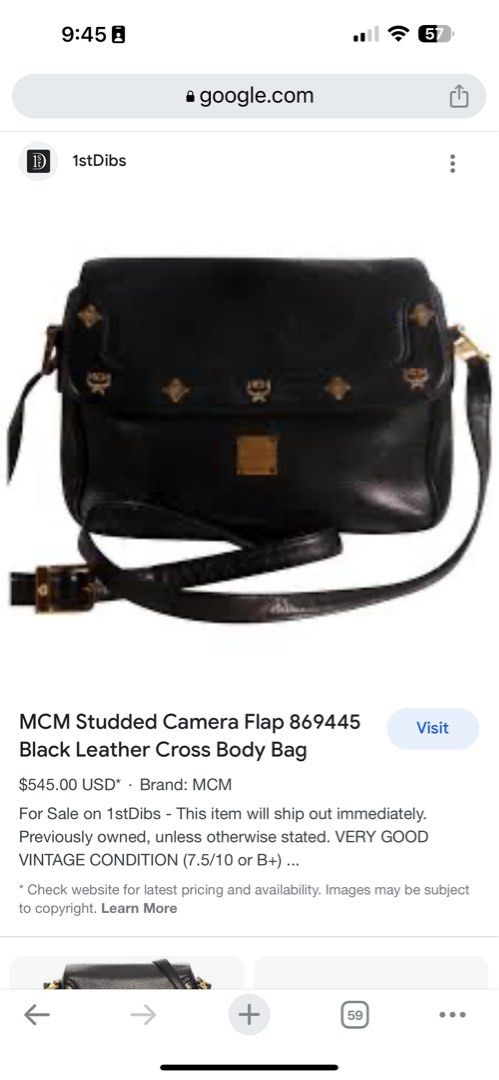MCM Studded Camera Flap 869445 Black Leather Cross Body Bag For