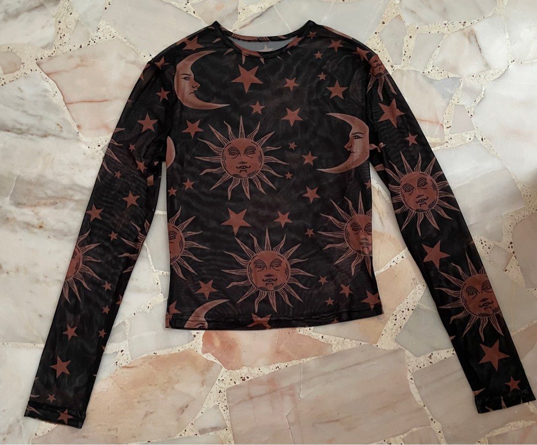Sun and sale moon mesh top