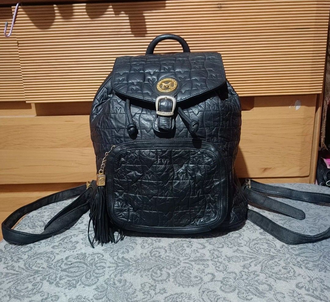 Vintage Metrocity Black Quilted Leather Backpack Back Bag -  Norway