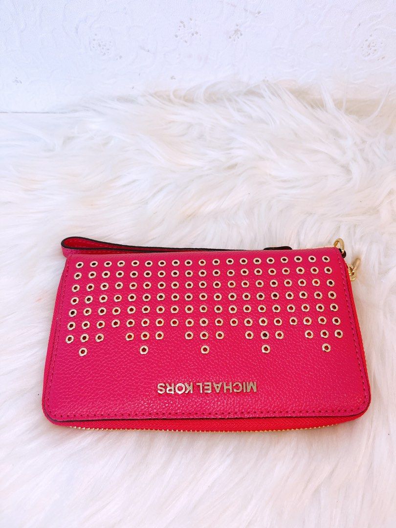 Michael Kors Red Leather Wallet with Gold Tone Hardware Luxury