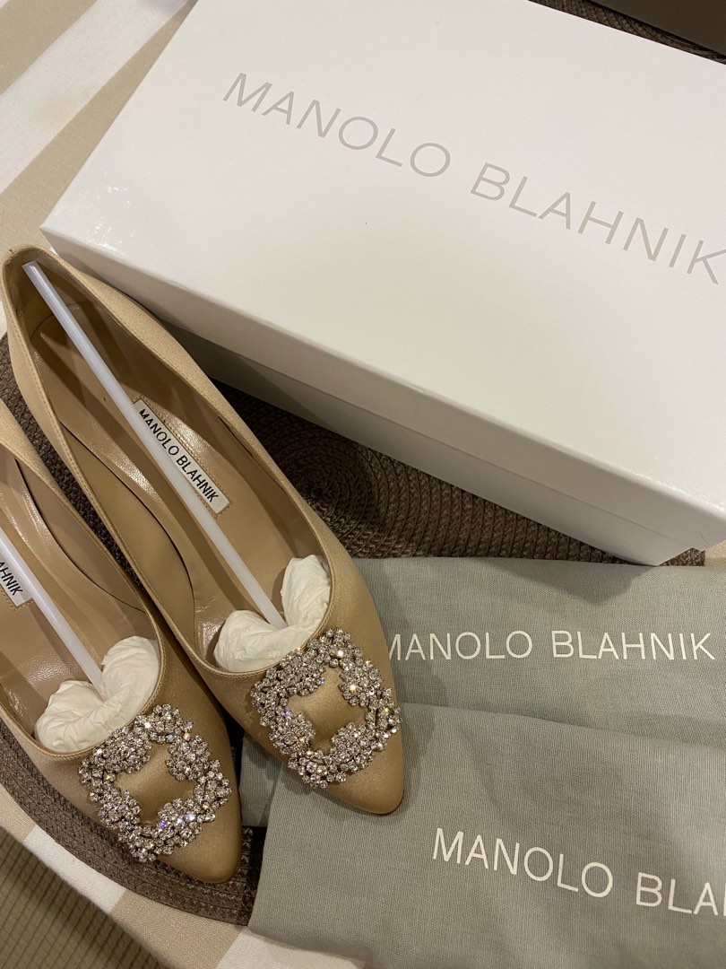 Monolo Blahnik Hangisi Satin Classic in Nude, Luxury, Sneakers ...