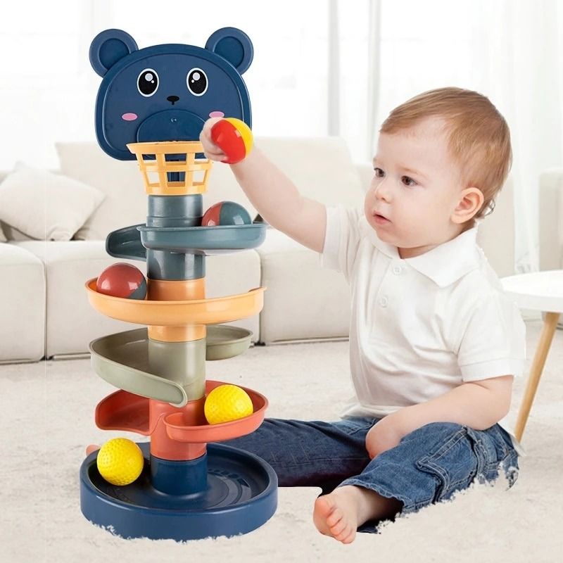 Montessori Baby Toy Rolling Ball Tower Montessori Educational Games For Babies Stacking Track Baby Development Toys 1 2 Carousell