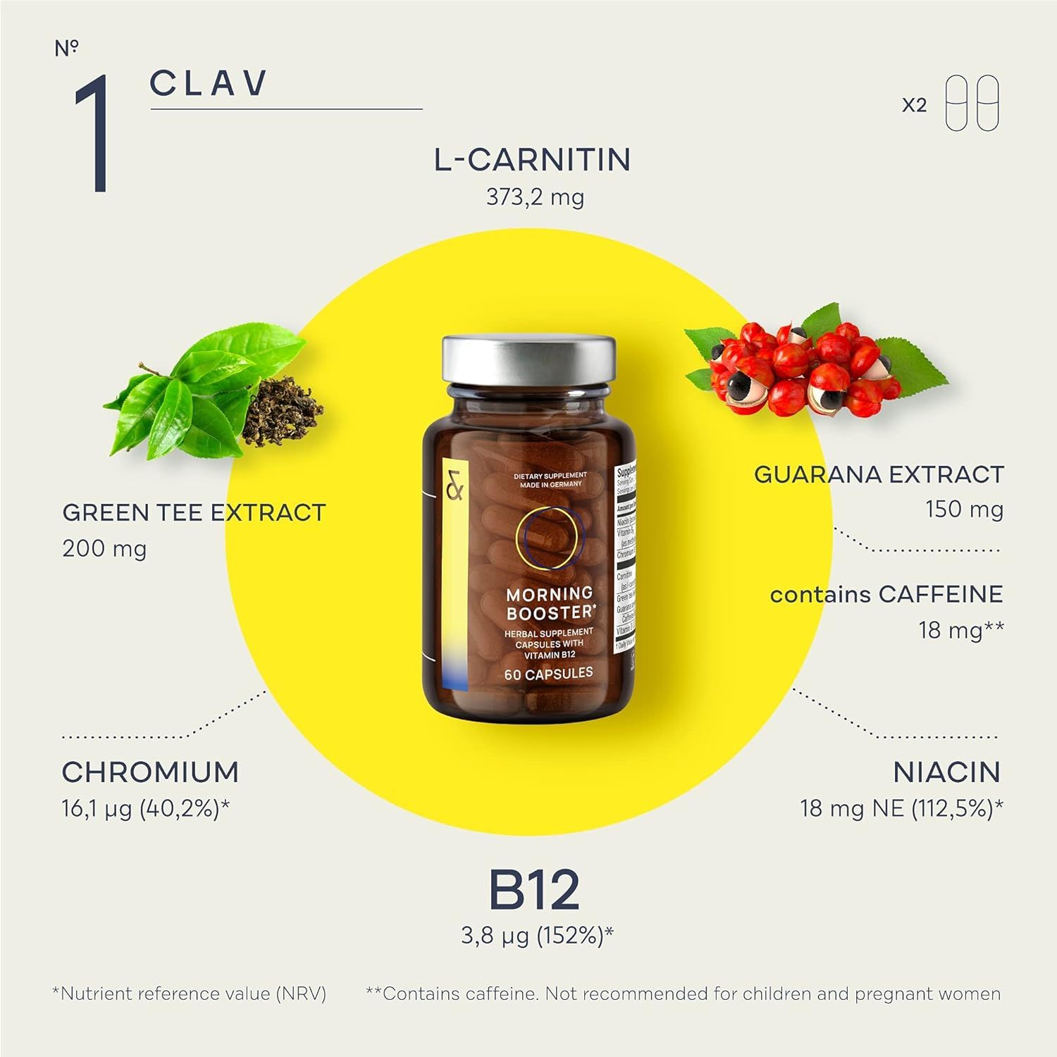 N1 Morning Burner - Energy Boost with L-Carnitine- Green Tea Extract -  Guarana - 60 Capsules - Vegan Supplement, Health & Nutrition, Health  Supplements, Vitamins & Supplements on Carousell