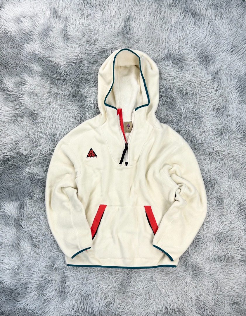 NIKE ACG Sherpa Fleece Quarter Zip Jacket Kangaroo Pocket with