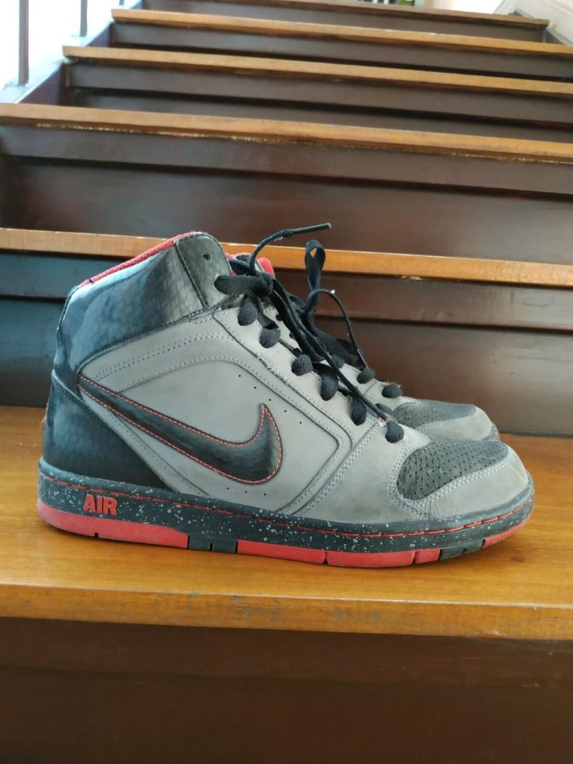 Nike Air force 1 High Cut Grey Dark Grey and Red Colorway