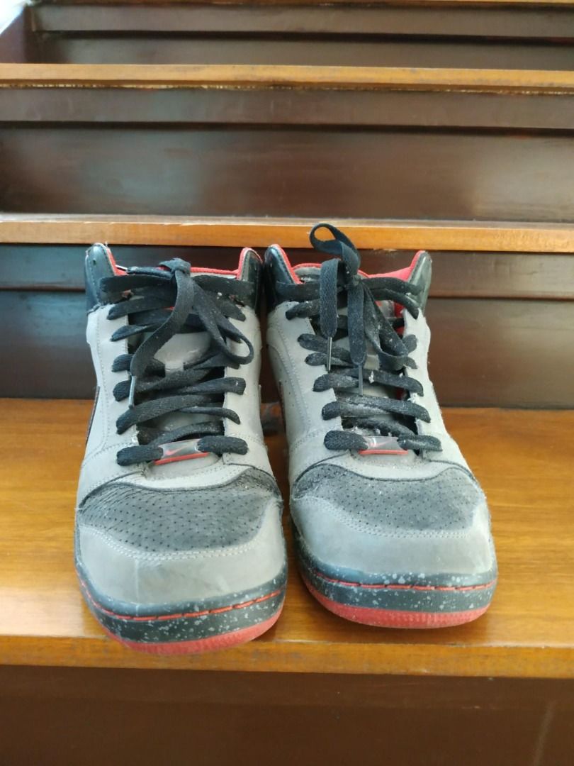 Nike Air force 1 High Cut Grey Dark Grey and Red Colorway