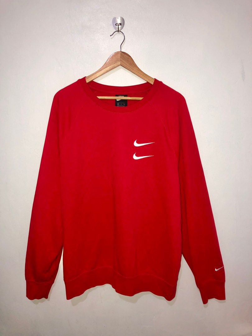 Red nike double online swoosh hoodie
