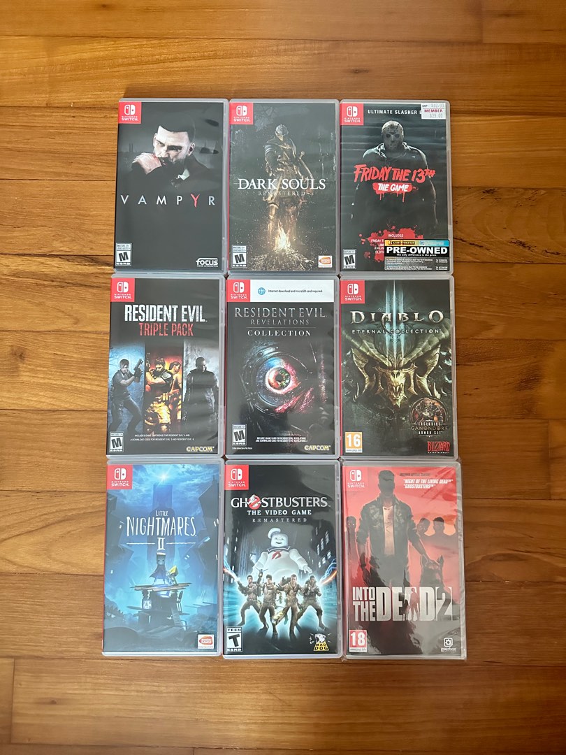 Nintendo Switch games Horror / scary / gory Vampyr / Dark Souls / Friday  the 13th / Resident Evil Triple Pack / Resident Evil Revelations / Diablo 3  / Nightmares 2 /