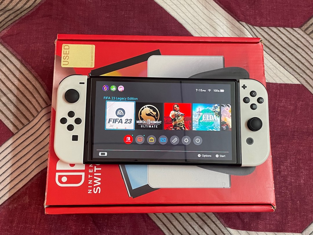 Nintendo Switch Oled + games + 128gb sd card, Video Gaming, Video Game