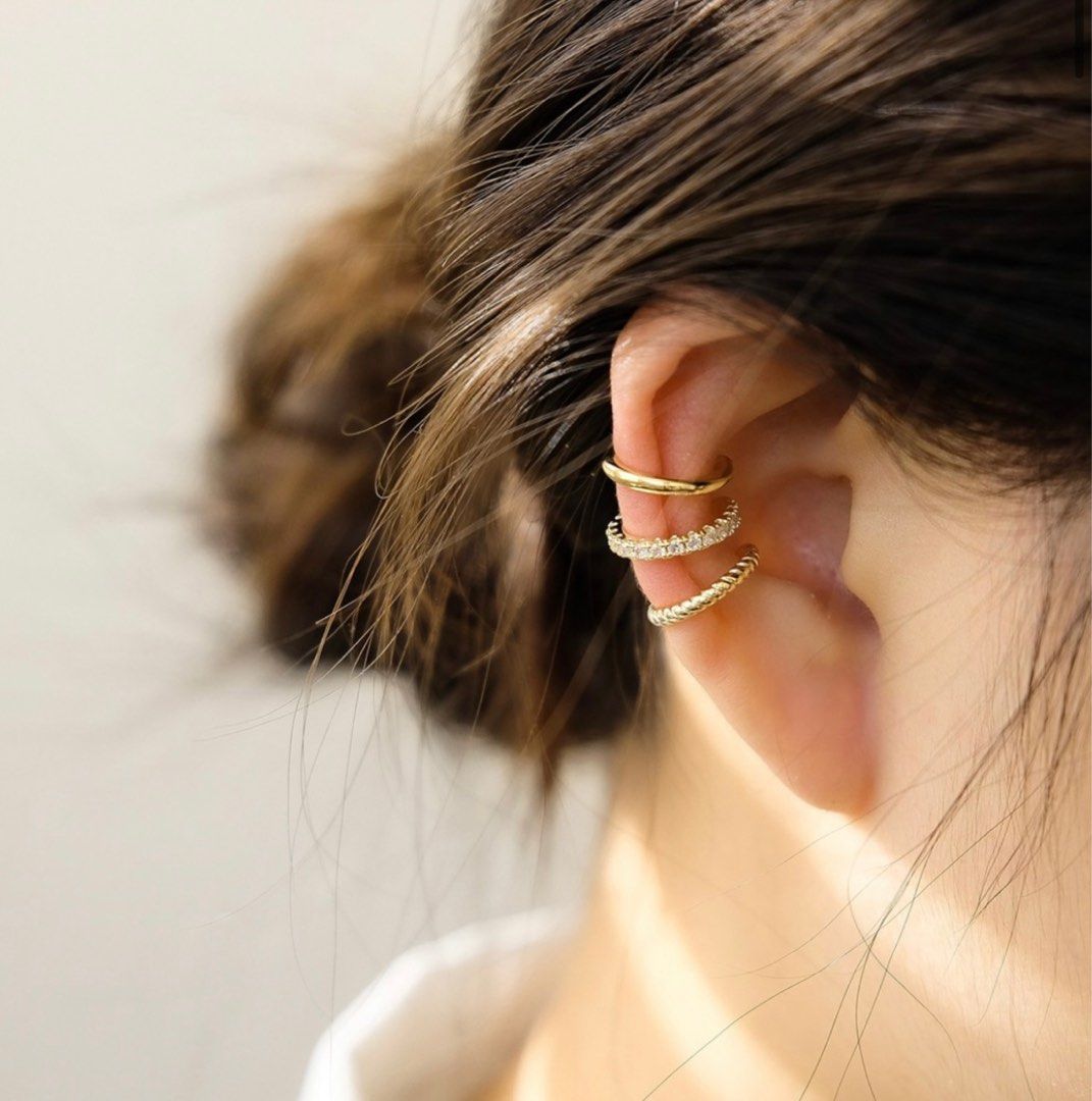 Gold ear cuff discount earrings