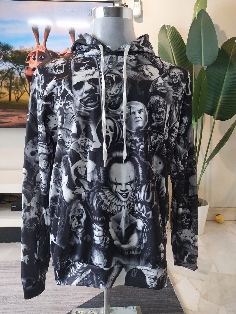 Horror movie hoodie black and sale white