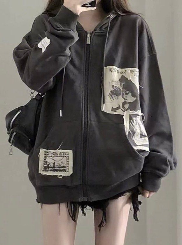 White and black new arrivals hoodie jacket