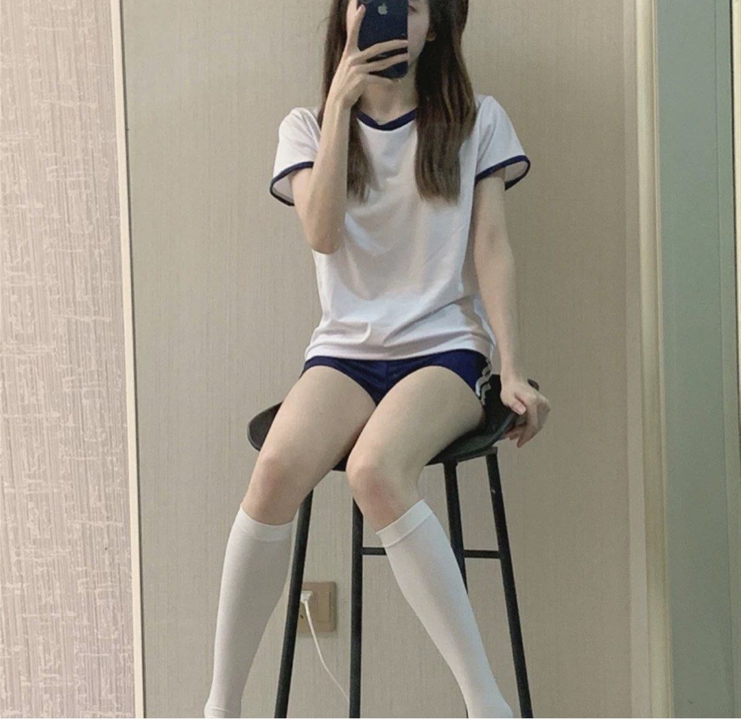 japan schoolgirl gym PO | japanese anime schoolgirl uniform set PE gym attire cosplay white blue  top shorts shirt tee, Women's Fashion, Activewear on Carousell