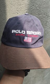 Polo sport Ralph Lauren vintage leather visor  navy blue 
cap 2000