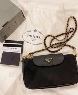 PRADA BANDOLIERA TESSUTO Impuntu Nero Nylon Shoulder Bag Crossbody