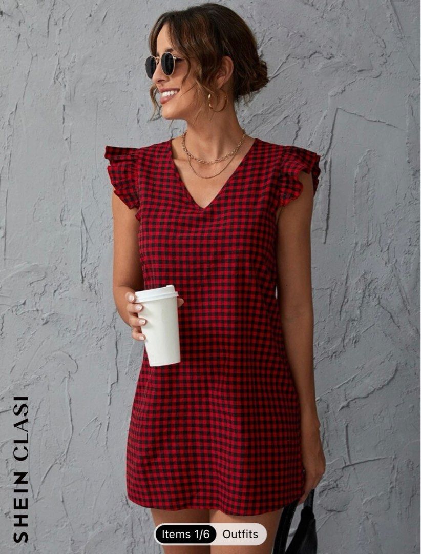 Plaid dress deals shein