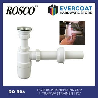 RO-904 Rosco Plastic Kitchen Sink Cup P. Trap w/ Strainer 1 1/2"