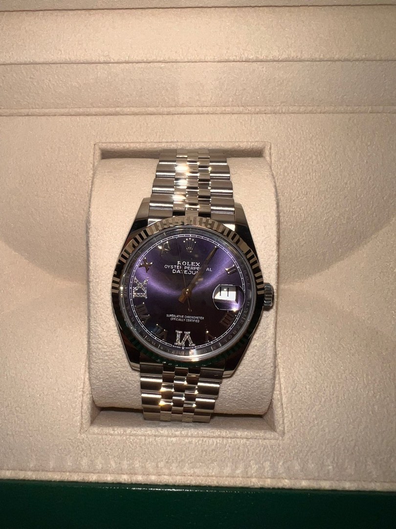 Rolex Datejust 36mm Jubilee Purple Dial Luxury Watches on Carousell