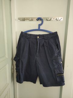 Rosso Men's Navy Blue Khakis Short( Size:34)