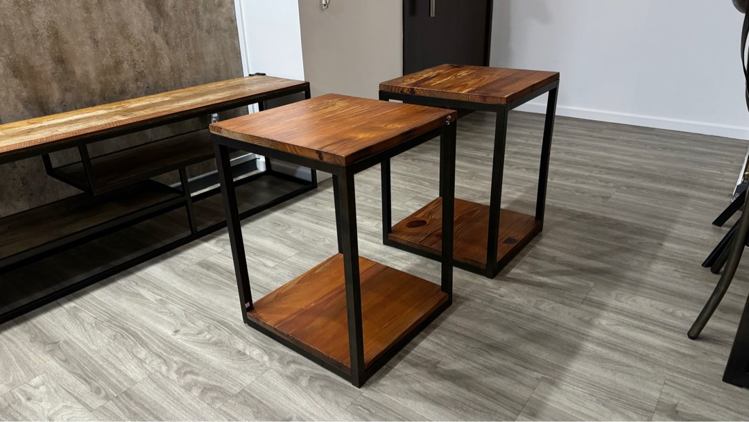 Rustic Industrial Sofa side bedside table, Furniture & Home Living, Furniture, Shelves,