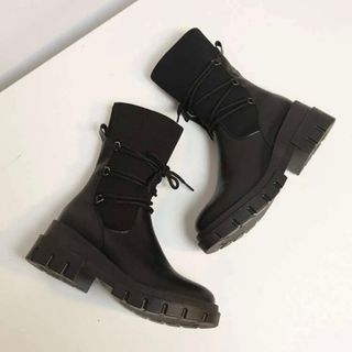 SHEIN Lace Up Front Chunky Sock Boots