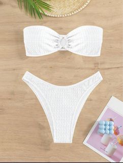 SHEIN Swim Basics Ring Linked Bandeau Bikini Swimsuit