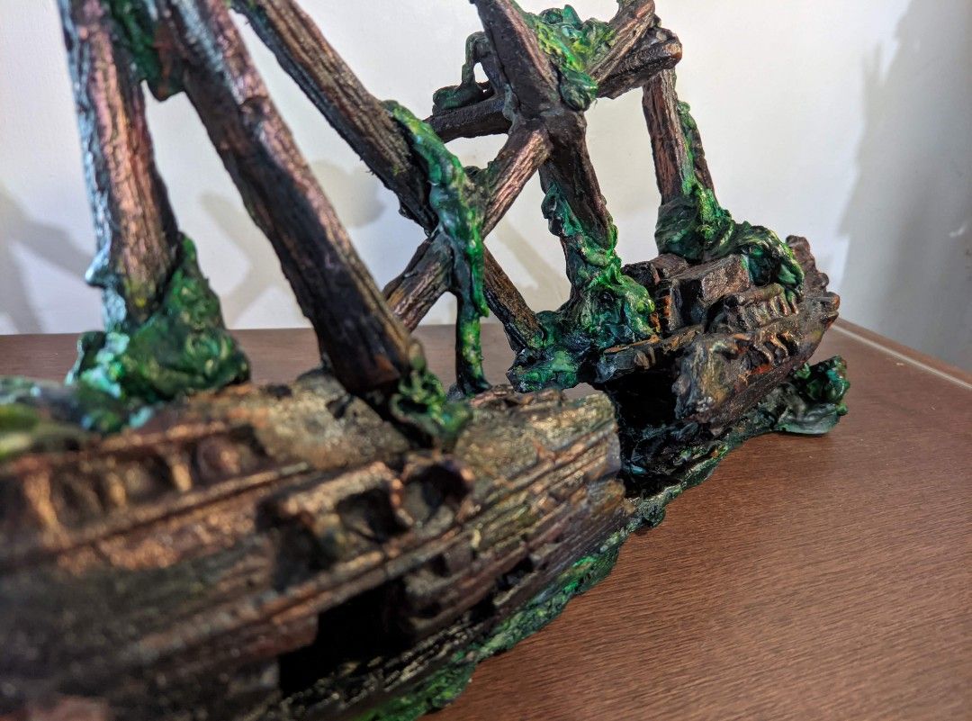 Shipwreck, Sunken Ship Decor (Category: Homes & Other Pet Accessories) located in Quezon City. Submitted by samotsare (Listing ID 1257144803, Image 3). Description: Shipwreck decor Mabigat since not made of plastic but portland cement Hollow inside, and with multiple openings Not sealed yung paint nya, so you might want to give it a coat of sealer of your choice, for waterproofing if you plan to use it sa aquarium. I don't believe tatagal yung ac