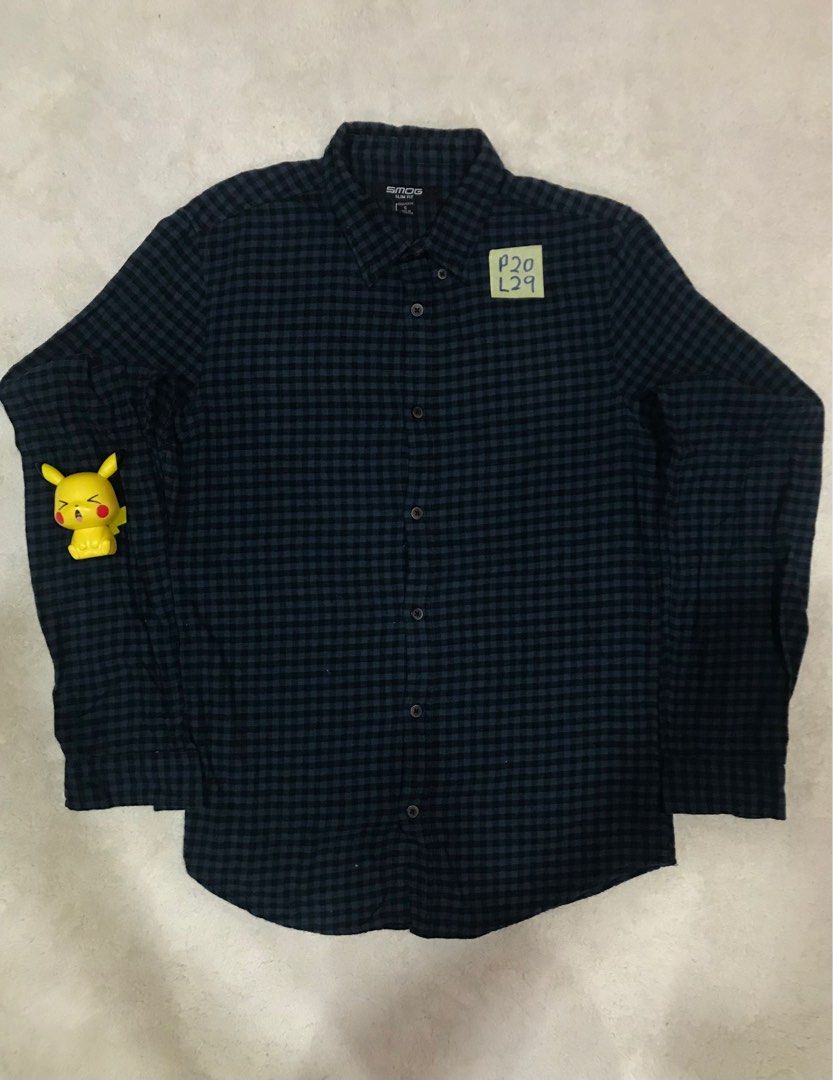 SMOG SLIM FIT CHECKERED NAVY SHIRT
