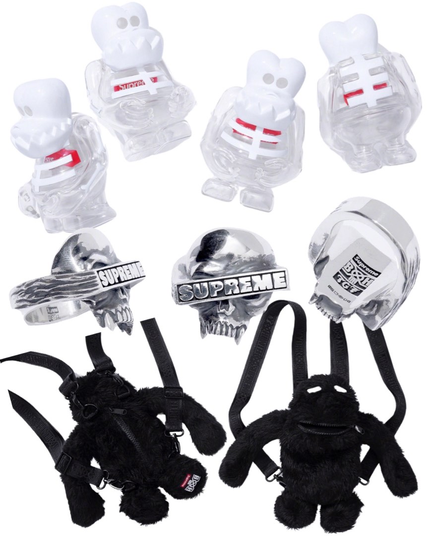 Supreme x Bounty Hunter Skull Kun Figurine, Backpack & Silver Ring ...