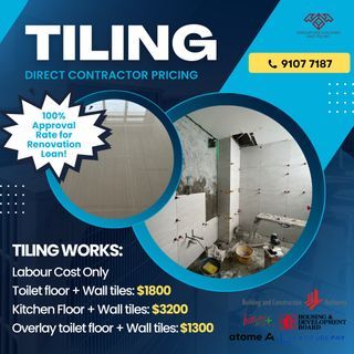 Tiling services/HDB TOILET/ HDB TILES OVERLAY/TOILET HACKING/ TOILET MAKEOVER/ TOILET REVAMP/ Home renovation/ Kitchen floor tiles / wall tiles