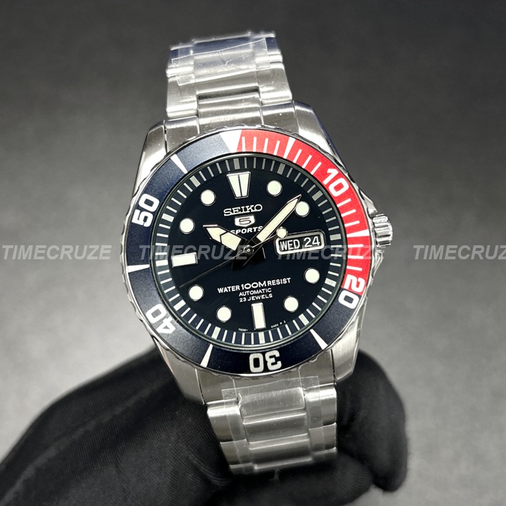 Time Cruze Seiko 5 Sports SNZF15K1 Automatic Pepsi Bezel
