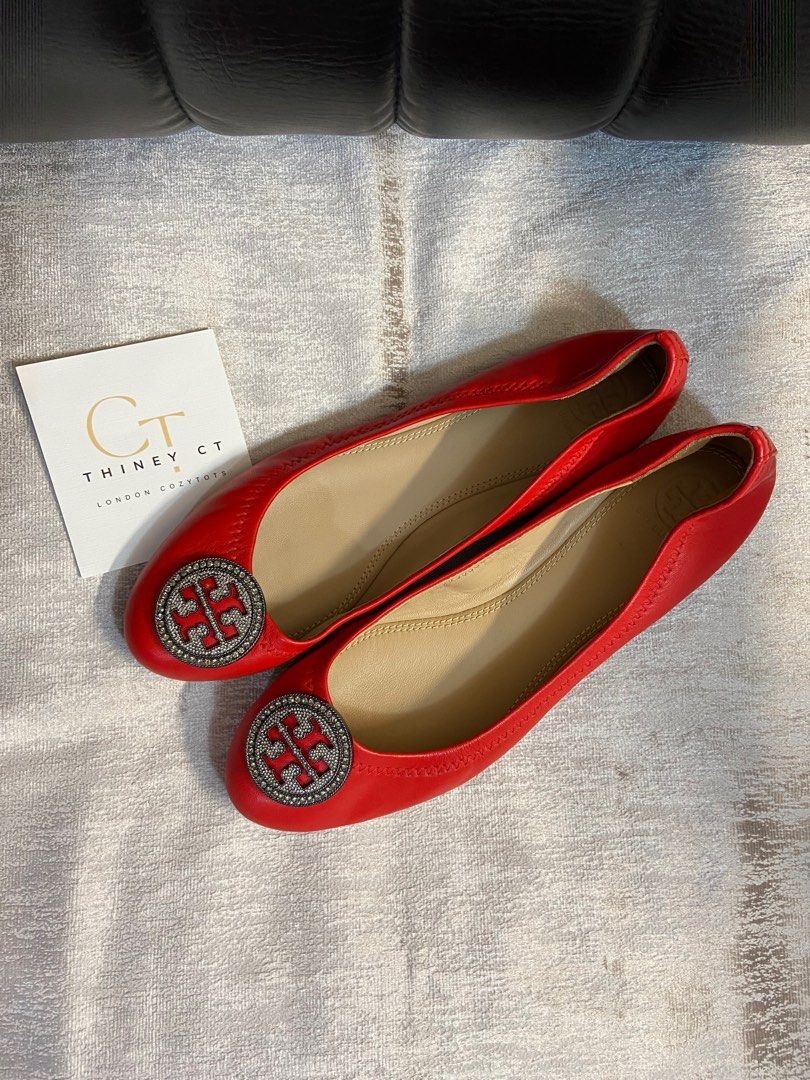 Tory Burch Liana Ballet Flat Exotic Red Women s Fashion Footwear
