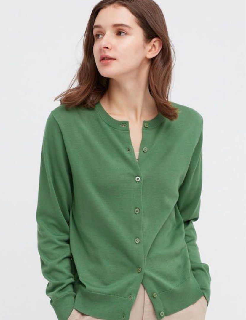 Uniqlo cardigan in khaki green Women s Fashion Coats Jackets