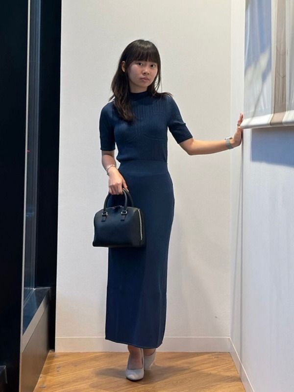 UNIQLO Mame Kurogouchi 3D Knit Mesh Half Sleeve Sweater in Navy Blue size S  , Women's Fashion, Tops, Other Tops on Carousell