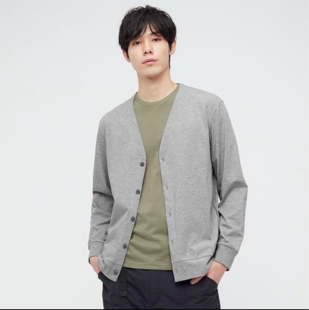 UNIQLO MEN S AIRISM GRAY CARDIGAN Men s Fashion Coats Jackets